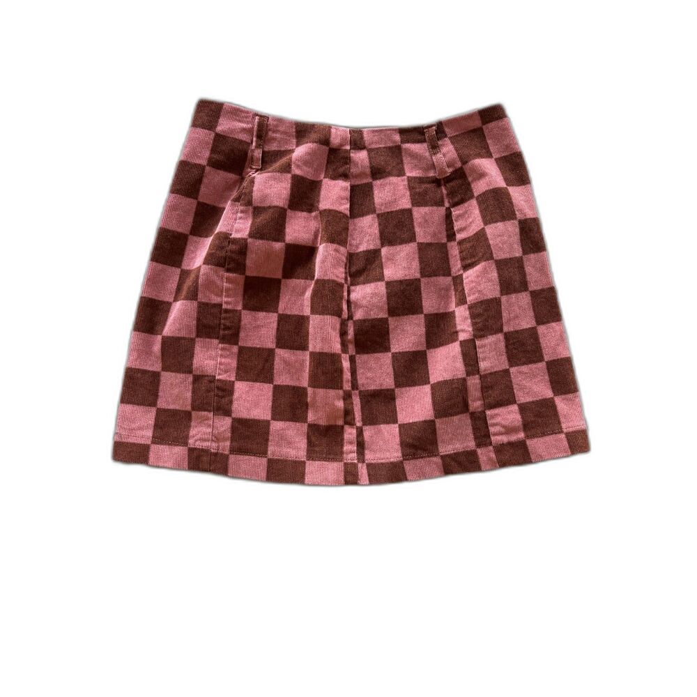 Wild Fable Pink & Maroon Women's Y2K Corduroy Checkered Fall Mini Skirt Size 2